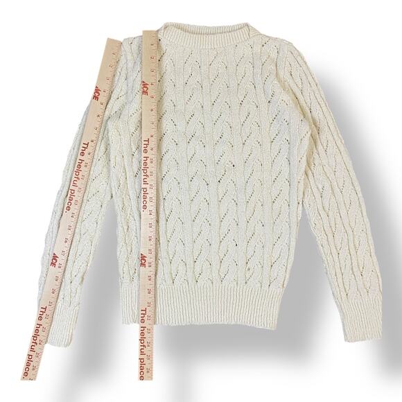 It’s Pure Gould Vintage 1970s‎ Cream Knit Sweater Size Medium Neutral Minimal - Picture 4 of 6